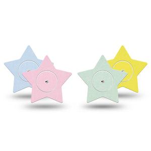 ExpressionMed Solids Variety Pack Freestyle Libre 2 and Libre 2 Plus Star Shape Tape, Abbott Lingo,  4-Pack Tape and 4-Pack Sticker Variety, Summer Hues, Adhesive Tape CGM Design