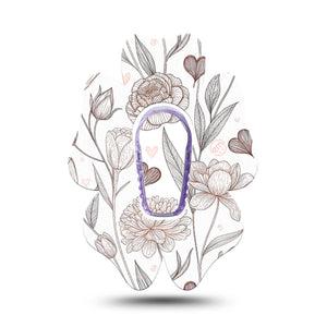 ExpressionMed Minimalist Botanical Dexcom G6 Flower, Single Tape and Single Sticker Neutral botanical design Adhesive Tape for CGM