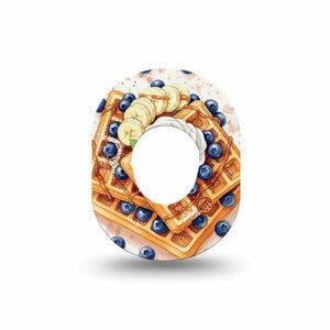 ExpressionMed Breakfast Dexcom G7 and Dexcom Stelo Glucose Biosensor System Mini, Single Tape Waffle stack with fruit Waterproof Plaster for CGM