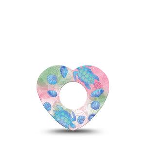 ExpressionMed Turtley One-derful Infusion Heart, 5-Pack Hibiscus florals Overlay Patch For Insulin Pump