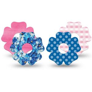 ExpressionMed Cotton Candy Coast Variety Pack Freestyle Libre 3 and Libre 3 Plus Flower Shape Tape, 4-Pack Tape Variety Blues and Pinks, Overlay Tape CGM Design