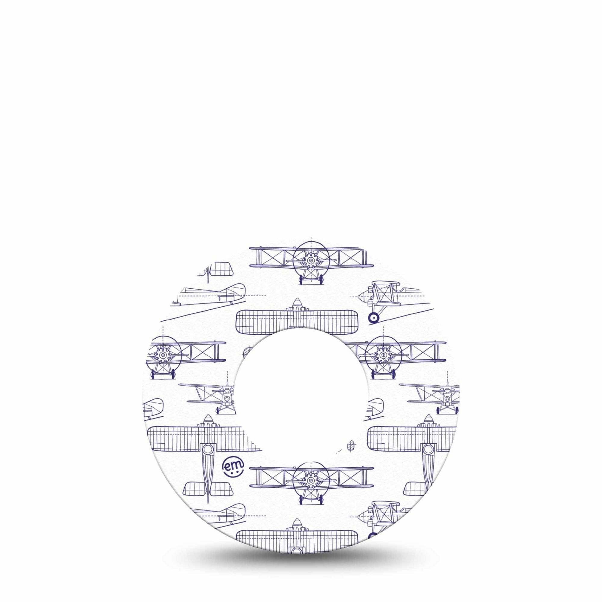 ExpressionMed Airplane Freestyle Libre and Libre 2 Plus Tape, Abbott Lingo, Single Tape Aircraft Drawings, Fixing Ring Tape Continuous Glucose Monitor Design