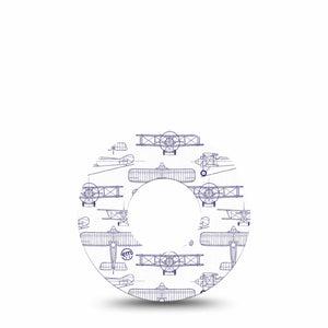 ExpressionMed Airplane Freestyle Libre and Libre 2 Plus Tape, Abbott Lingo, Single Tape Aircraft Drawings, Fixing Ring Tape Continuous Glucose Monitor Design