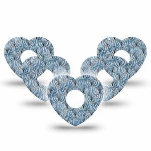 ExpressionMed Seashells Freestyle Libre 3 and Libre 3 Plus Heart Shape Tape, 5-Pack Tape Summertime Sea Shells, Patch CGM Design
