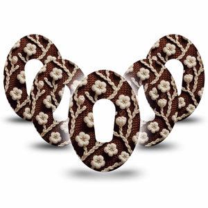 ExpressionMed Cozy Sweater Dexcom G6 Tape, 5-Pack Tape Ivory Knitted Inspired Florals, Plaster Continuous Glucose Monitor Design