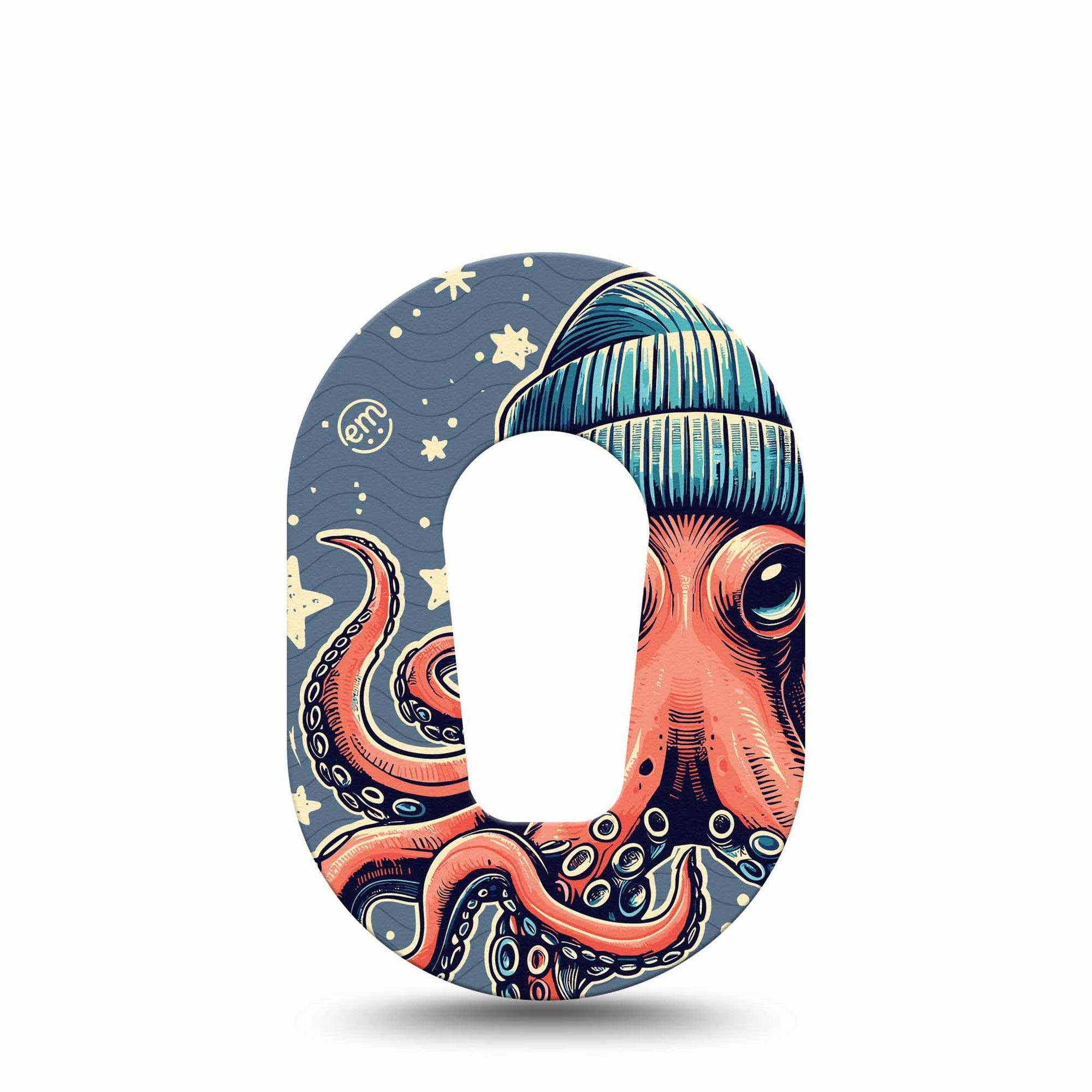 ExpressionMed Hipster Octopus Dexcom G6 Mini Tape Single Tape Imagitive Octopus Creature Adhesive Tape CGM Design