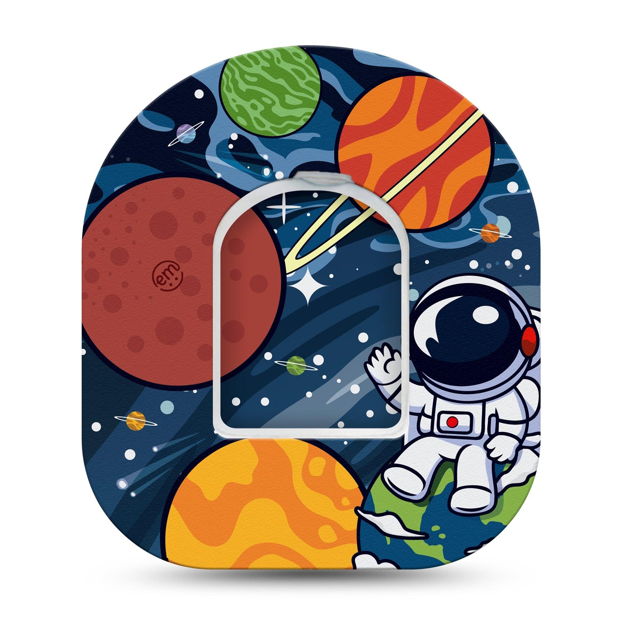 ExpressionMed Astronaut Omnipod Tape Single Tape and Single Sticker Cartoon Space Theme Adhesive Patch Pump Design