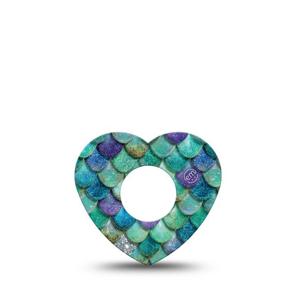 ExpressionMed Mermaid Scales Infusion Heart, 5-Pack fantasy sea pattern Overlay Patch For Insulin Pump