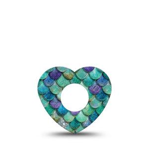 ExpressionMed Mermaid Scales Infusion Heart, 5-Pack fantasy sea pattern Overlay Patch For Insulin Pump