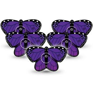 ExpressionMed Purple Monarch Butterfly Freestyle Libre 3 Butterfly Shape Tape 5-Pack Tape and 5-Pack Sticker Purple Butterfly Shaped Overlay Patch CGM Design