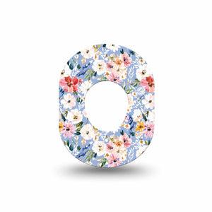 ExpressionMed Petal Breeze Dexcom G7 and Dexcom Stelo Glucose Biosensor System Mini, Single Tape Light color flowers Waterproof Plaster for CGM
