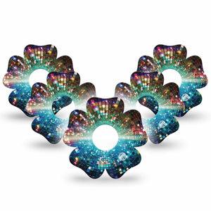 ExpressionMed Disco Lights Freestyle Libre 3 and Libre 3 Plus Flower, 5-Pack Layered light circles Sensor Cover for Continuous Glucose Monitor
