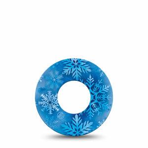 ExpressionMed Falling Snow Freestyle Libre and Libre 2 Plus Tape, Abbott Lingo, Single Tape Winter Crystals, Fixing Ring Tape Continuous Glucose Monitor Design