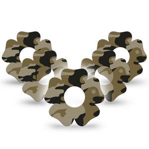 ExpressionMed Camo Infusion Set Flower Shape Tape 10-Pack Tape Military Camo Plaster Continuous Glucose Monitor Design