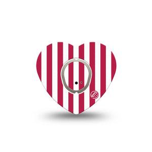 ExpressionMed Red Stripes Dexcom G7 and Dexcom Stelo Glucose Biosensor System Heart, Single Tape and Single Sticker Playful summer stripes Best Covers for CGM