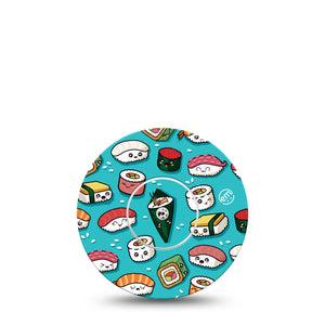 ExpressionMed Silly Sushi Freestyle Libre Sticker and Tape, Abbott Lingo,  Fun Sushi Rolls Adhesive Sticker and Tape Design Continuous Glucose Monitor Design