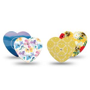 ExpressionMed Summer Brights Freestyle Libre, Libre 2 Plus, and Abbott Lingo Heart, tape and sticker  Golden florals and bees Decorative Patch for CGM