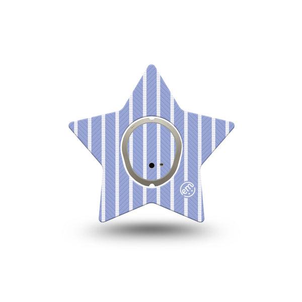 ExpressionMed Blue Stripes Dexcom G7 and Dexcom Stelo Glucose Biosensor System Star, Single Tape and Single Sticker Cornflower blue striped Adhesive Patch for CGM