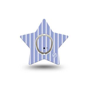 ExpressionMed Blue Stripes Dexcom G7 and Dexcom Stelo Glucose Biosensor System Star, Single Tape and Single Sticker Cornflower blue striped Adhesive Patch for CGM