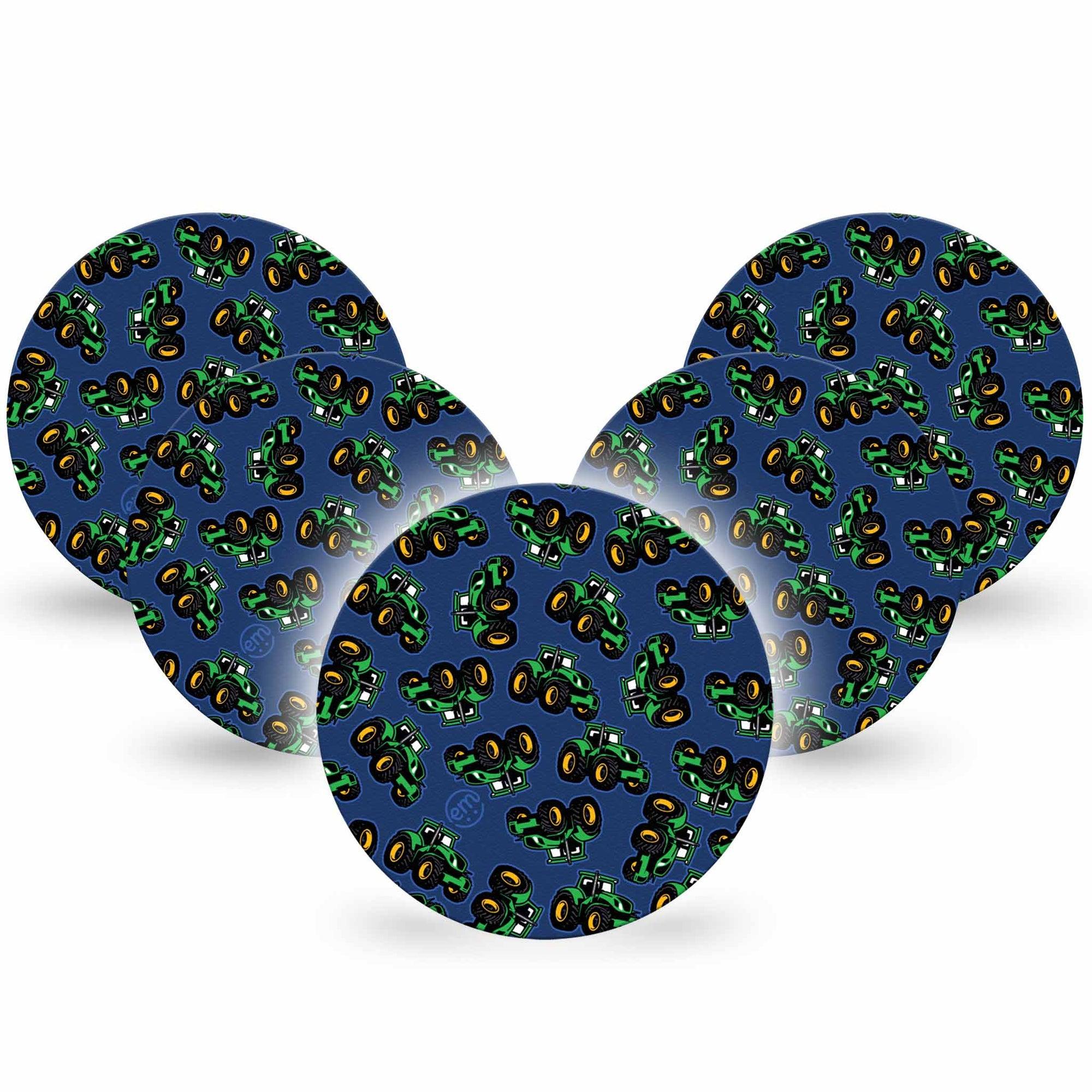 ExpressionMed Tractors Dexcom G7 Overpatch, Dexcom Stelo Glucose Biosensor System, 5-Pack Tape Green Tractors, Overlay Tape CGM Design