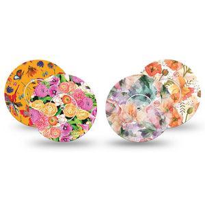ExpressionMed Sunset Petals Variety Pack Freestyle Libre and Libre 2 Plus Sticker and Tape, Abbott Lingo, Summer Florals, Adhesive Sticker and Tape Design Continuous Glucose Monitor Design