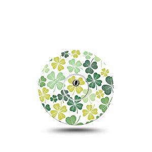 ExpressionMed Clover Pile Freestyle Libre 3 and Libre 3 Plus Sticker and Tape  Green Variety Shamrocks, Vinyl Sticker and Tape Pairing CGM Design