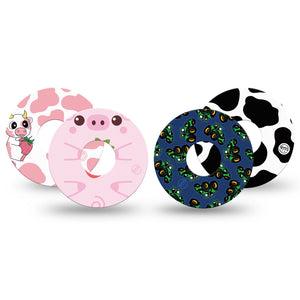 ExpressionMed Down on the Farm Variety Pack Freestyle Libre 3 and Libre 3 Plus Tape, 4-Pack Tape Variety, Playful Farm Themed, Adhesive Tape Continuous Glucose Monitor Design