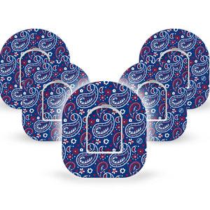 ExpressionMed Independence Paisley Omnipod Tape 5-Pack Tape and 5-Pack Sticker Independence Day Paisley, Adhesive Patch Pump Design