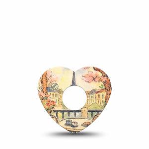 ExpressionMed Café Terrace Freestyle Libre 3 and Libre 3 Plus Heart, Single Tape Soft color painting Vinyl Decoration for CGM