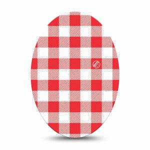 ExpressionMed Red Gingham Medtronic Guardian Enlite Universal Oval, Single Tape Picnic plaid Vinyl Decoration for CGM