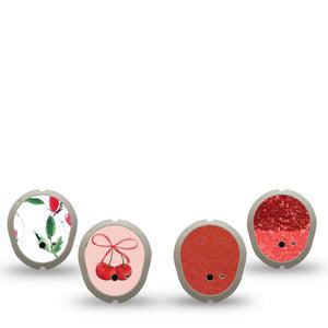 ExpressionMed Crimson Variety Pack Dexcom G7 Sticker, Dexcom Stelo Glucose Biosensor System, 4-Pack Sticker Variety Pantone 485 U Inspired, Vinyl Decoration Continuous Glucose Monitor Design