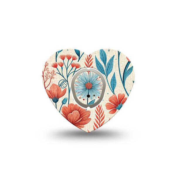 ExpressionMed Desert Wildflower Dexcom G7 and Dexcom Stelo Glucose Biosensor System Heart, Single Tape and Single Sticker Color-rich botanical print Best Covers for CGM