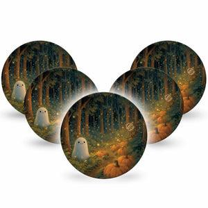 ExpressionMed Woodland Ghost Dexcom G7 and Dexcom Stelo Glucose Biosensor System OverPatch, 5-Pack ghost woodland pattern Patch for Continuous Glucose Monitor
