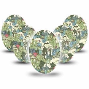 ExpressionMed Cactus Medtronic Guardian Enlite Universal Oval 5-Pack Tape Prickly Pear Cactus Florals, Plaster CGM Design