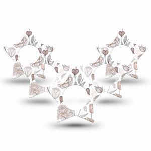 ExpressionMed Minimalist Botanical Freestyle Libre, Libre 2 Plus, and Abbott Lingo Star, 5-Pack Subtle plant illustration Accessories for Continuous Glucose Monitor