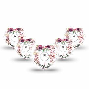 ExpressionMed Just Breathe Freestyle Libre 3 and Libre 3 Plus Heart Shape Tape 5-Pack Tape and 5-Pack Sticker Refreshing Air, Plaster CGM Design