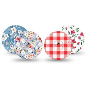 ExpressionMed Liberty Blooms Freestyle Libre 3 and Libre 3 Plus, tape and sticker  patriotic floral Fixing Ring Tape for Continuous Glucose Monitor
