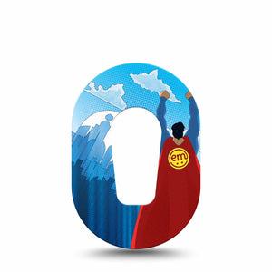 ExpressionMed Super Man Dexcom G6 Mini Tape Single Tape Up, Up And Away Hero, Adhesive Tape CGM Design
