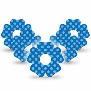 ExpressionMed Blue Polka Dots Freestyle Libre 3 and Libre 3 Plus Flower Shape Tape, 5-Pack Tape NDAM Polka Dots, Overlay Tape CGM Design