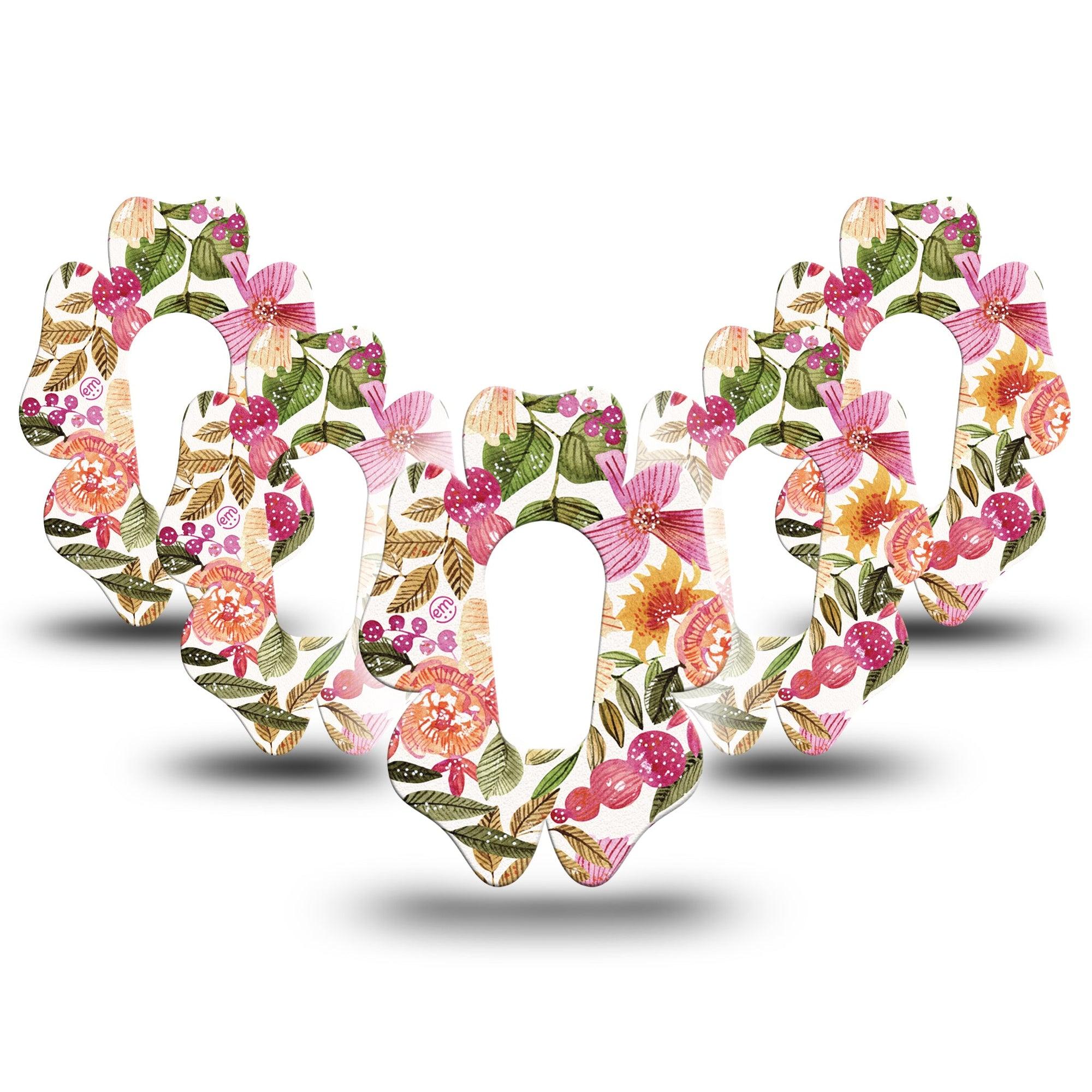 ExpressionMed Spring Bouquet Dexcom G6 Flower Shape Tape 5-Pack Seasonal Flowers Adhesive Patch Continuous Glucose Monitor Design