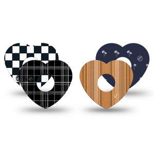 ExpressionMed Everyday Classic Freestyle Libre 3 and Libre 3 Plus Heart, 4-Pack Tape Plaids and checkered prints Adhesive Patch for Continuous Glucose Monitor