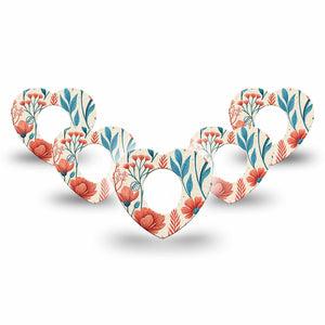 ExpressionMed Desert Wildflower Dexcom G7 and Dexcom Stelo Glucose Biosensor System Heart, 5-Pack Bold desert flower pattern Waterproof Adhesive Tape for Continuous Glucose Monitor