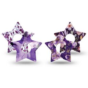 ExpressionMed Moody Plum Freestyle Libre 3 and Libre 3 Plus Star, 4-Pack Tape Royal purple petals Decorative Adhesive Tape for Continuous Glucose Monitor
