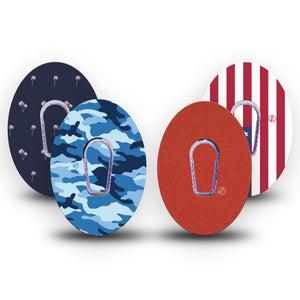 ExpressionMed USA Basics Dexcom G6, tape and sticker  patriotic simple design Waterproof Plaster for Continuous Glucose Monitor