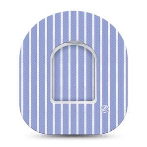 ExpressionMed Blue Stripes Omnipod, Single Tape and Single Sticker Peaceful blue white stripes Decorative Patch For Insulin Pump