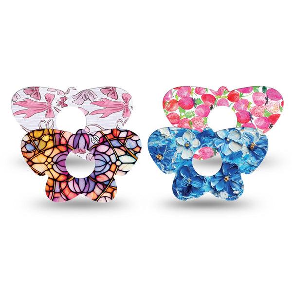 ExpressionMed Bright Freestyle Libre 3 and Libre 3 Plus Butterfly, 4-Pack Tape pop color aesthetic Waterproof Plaster for CGM