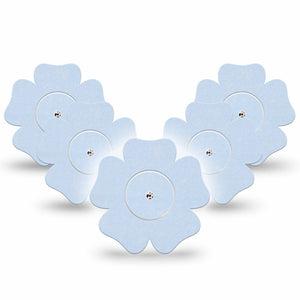 ExpressionMed Light Wash Jeans Freestyle Libre 2 and Libre 2 Plus Flower Shape Tape, Abbott Lingo, 5-Pack Tape and 5-Pack Sticker Basic Light Blue, Plaster CGM Design