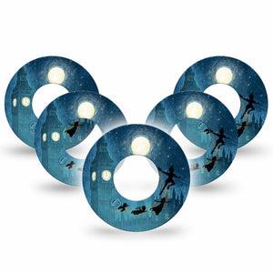 ExpressionMed Starlight Flyers Freestyle Libre, Libre 2 Plus, and Abbott Lingo, 5-Pack storybook flying shadows Decorative Patch for Continuous Glucose Monitor