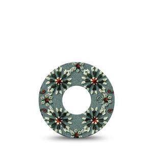 ExpressionMed Green Embroidery Infusion Set Tape, 5-Pack Tape Embroidered Florals, Overlay Patch Continuous Glucose Monitor Design