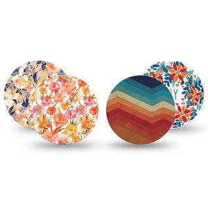 ExpressionMed Jewel Tone Glow Variety Pack Dexcom G7 Overpatch, Dexcom Stelo Glucose Biosensor System, 4-Pack Tape Variety Fall Florals, Overlay Tape CGM Design